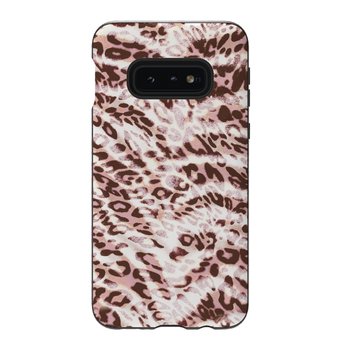 Galaxy S10e StrongFit Blush pink leopard print and zebra stripes by Oana 