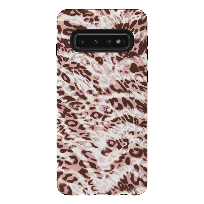 Galaxy S10 StrongFit Blush pink leopard print and zebra stripes by Oana 