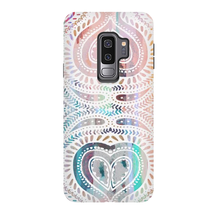 Galaxy S9 plus StrongFit Ethnic pastel paisley doodles by Oana 