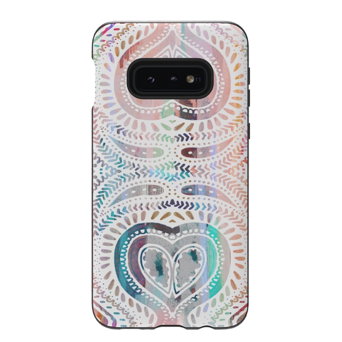 Galaxy S10e StrongFit Ethnic pastel paisley doodles by Oana 