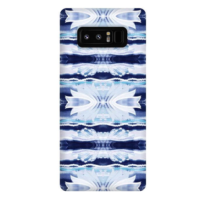 Galaxy Note 8 StrongFit Indigo white painted shibori stripes and petals by Oana 