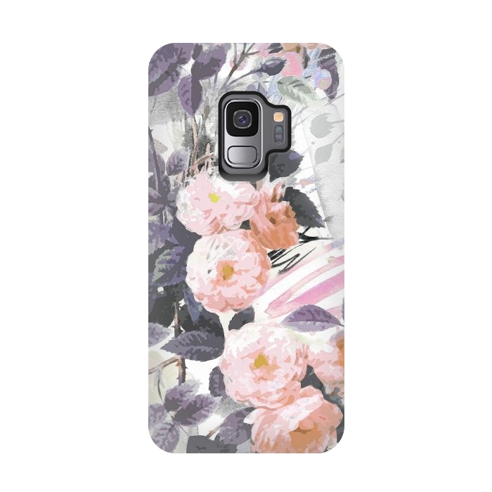Galaxy S9 StrongFit Pink gray romantic roses by Oana 