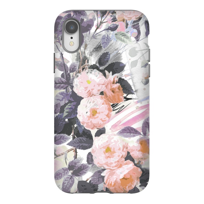 iPhone Xr StrongFit Pink gray romantic roses by Oana 