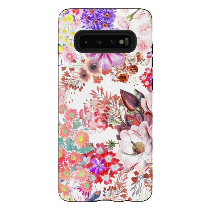 Galaxy S10 plus StrongFit Romantic painted colorful flowers by Oana 