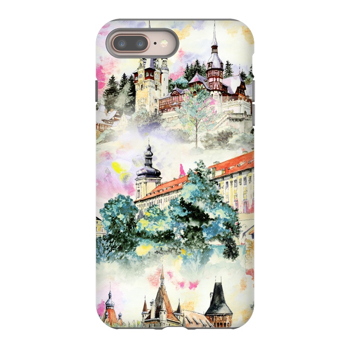 iPhone 7 plus StrongFit Mountain castles watercolor illustration by Oana 