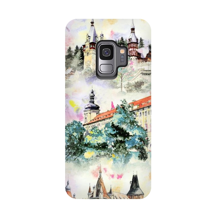 Galaxy S9 StrongFit Mountain castles watercolor illustration by Oana 