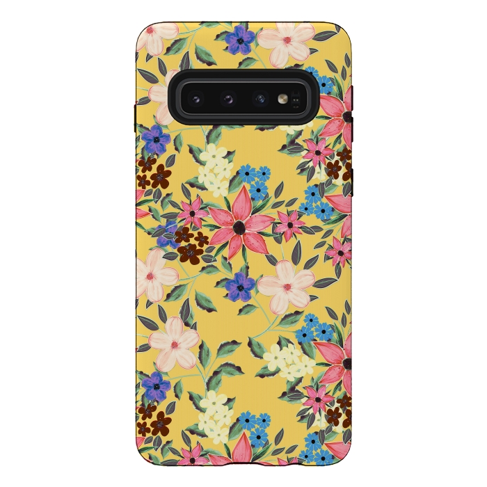 Galaxy S10 StrongFit Stylish garden floral design by InovArts