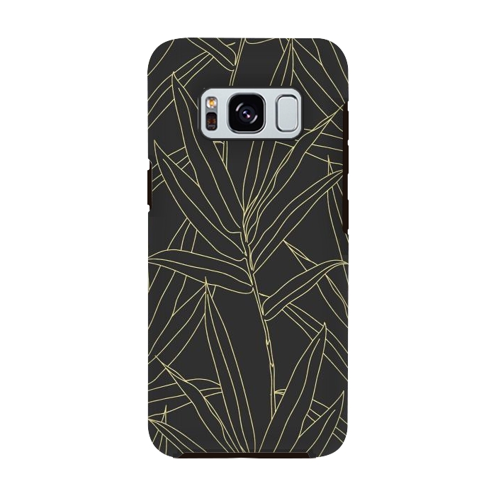 Galaxy S8 StrongFit Elegant bamboo foliage gold strokes design  by InovArts
