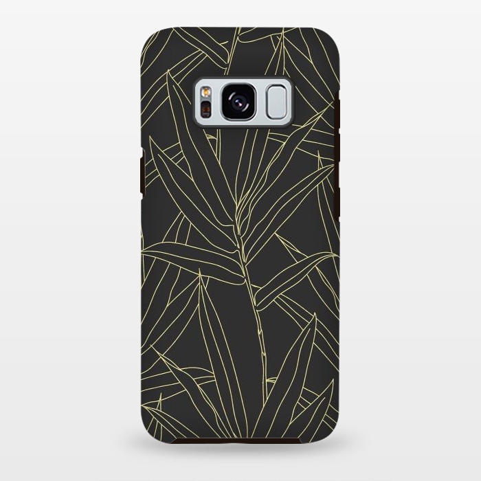 Galaxy S8 plus StrongFit Elegant bamboo foliage gold strokes design  by InovArts