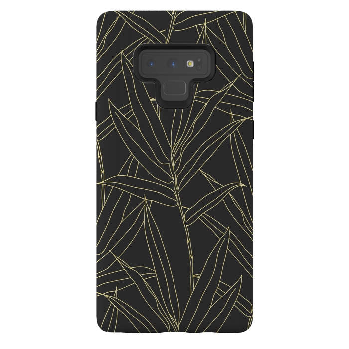 Galaxy Note 9 StrongFit Elegant bamboo foliage gold strokes design  by InovArts