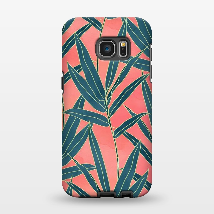 Galaxy S7 EDGE StrongFit Modern coral and blue foliage design  by InovArts