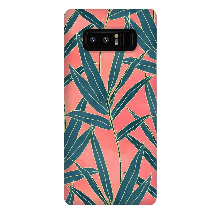 Galaxy Note 8 StrongFit Modern coral and blue foliage design  by InovArts
