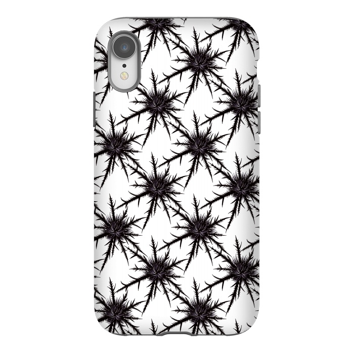 iPhone Xr StrongFit Dry Thistle Sharp Thorns Gothic Botanical Pattern  by Boriana Giormova