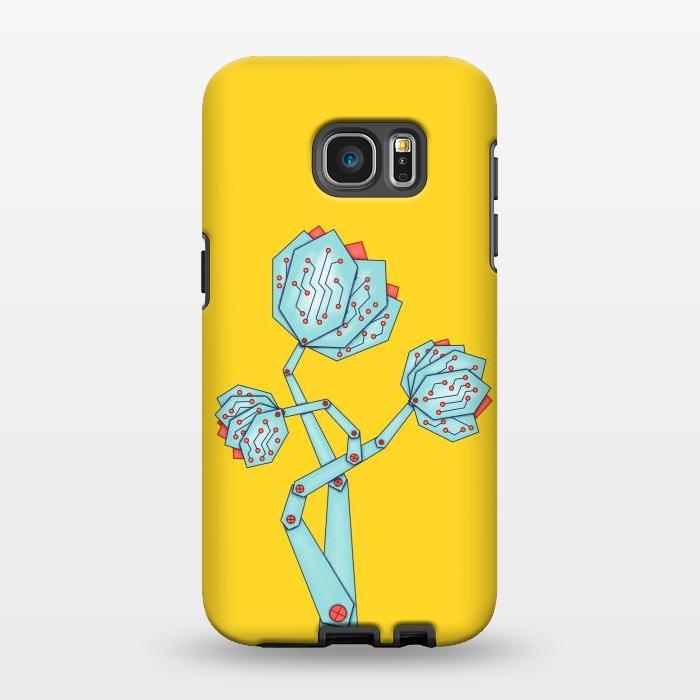 Galaxy S7 EDGE StrongFit Circuit Board Mechanical Flowers by Boriana Giormova