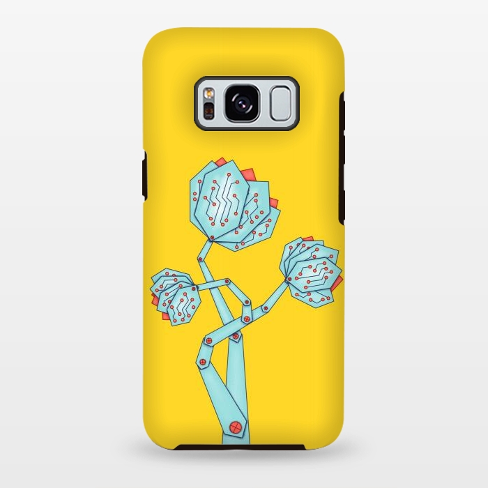 Galaxy S8 plus StrongFit Circuit Board Mechanical Flowers by Boriana Giormova