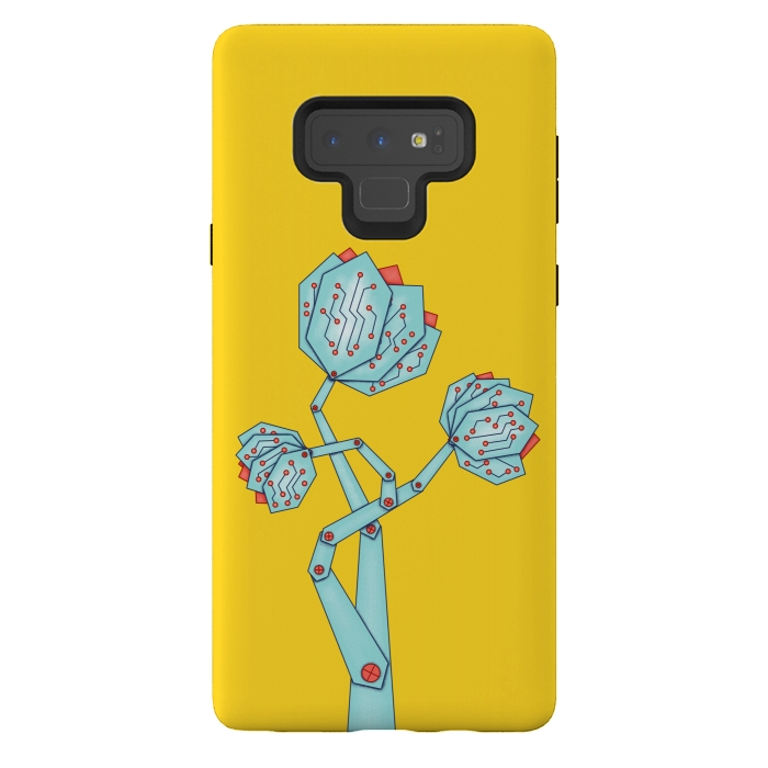 Galaxy Note 9 StrongFit Circuit Board Mechanical Flowers by Boriana Giormova
