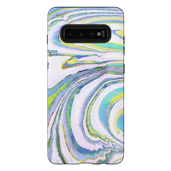 Galaxy S10 plus StrongFit Colorful marble festival stripes by Oana 