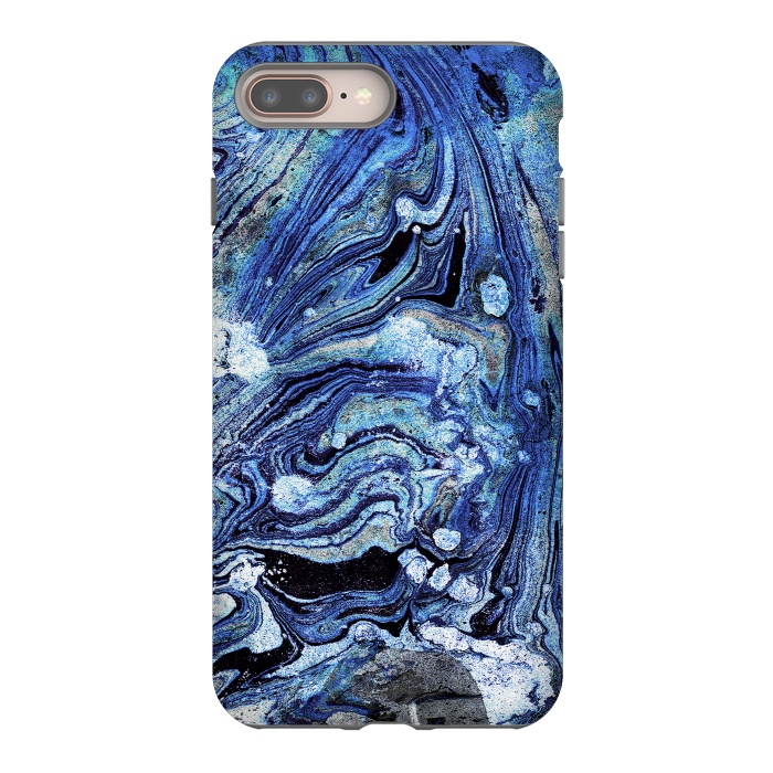iPhone 7 plus StrongFit Abstract blue painted marble art by Oana 