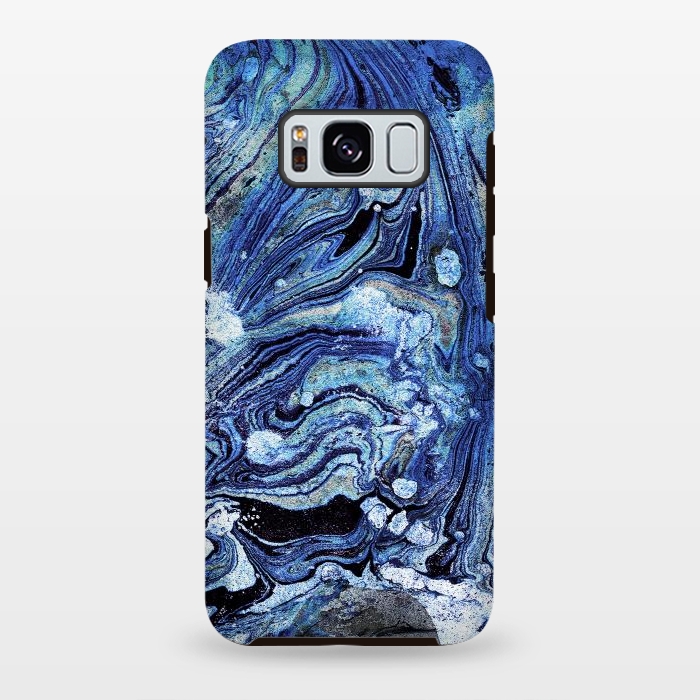 Galaxy S8 plus StrongFit Abstract blue painted marble art by Oana 