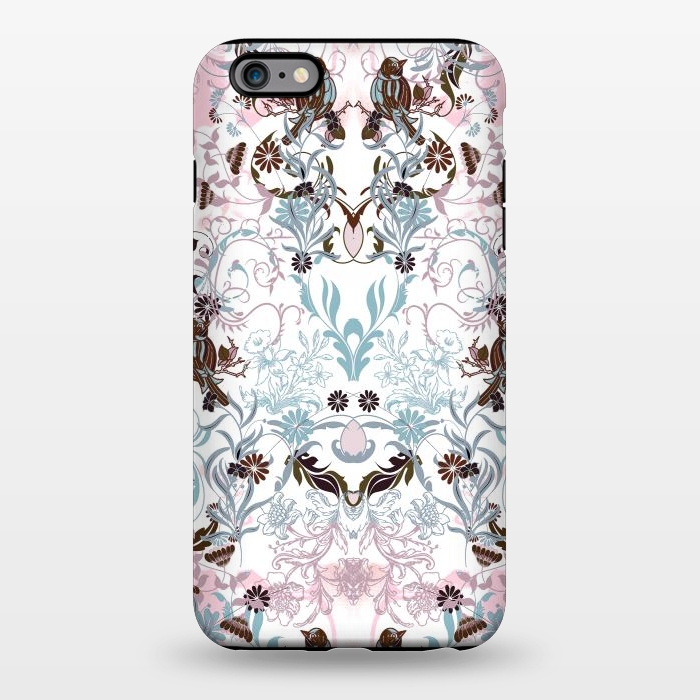 iPhone 6/6s plus StrongFit Pastel line art flowers and birds illustration by Oana 