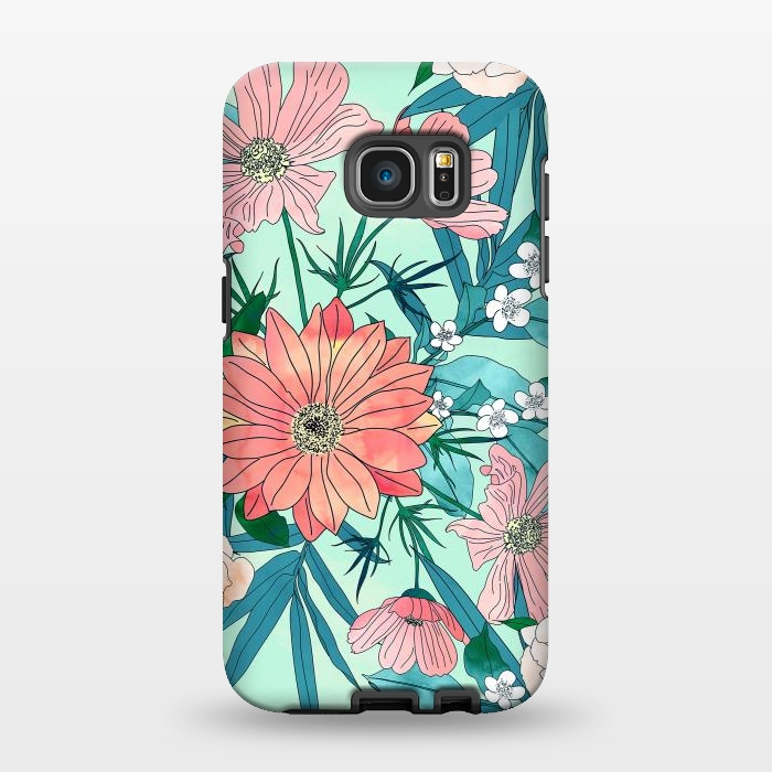 Galaxy S7 EDGE StrongFit Boho chic spring garden flowers illustration by InovArts