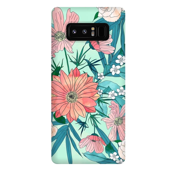 Galaxy Note 8 StrongFit Boho chic spring garden flowers illustration by InovArts