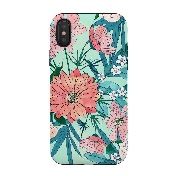 iPhone Xs / X StrongFit Boho chic spring garden flowers illustration by InovArts