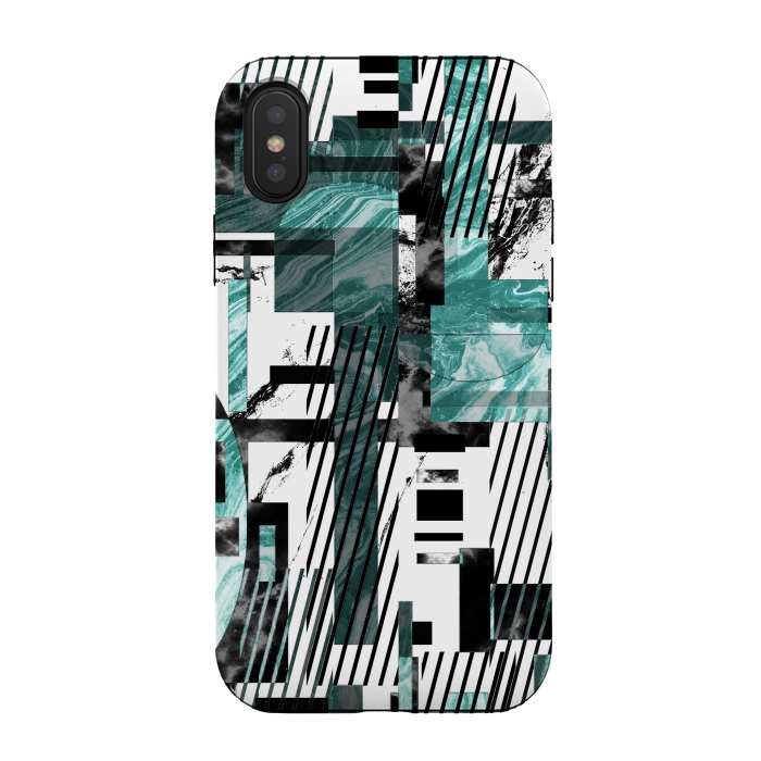 iPhone Xs / X StrongFit Abstract geometric marble tiles composition by Oana 