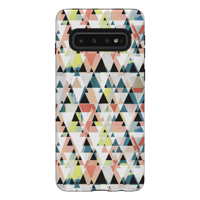 Galaxy S10 StrongFit Colorful sprayed triangle pattern by Oana 