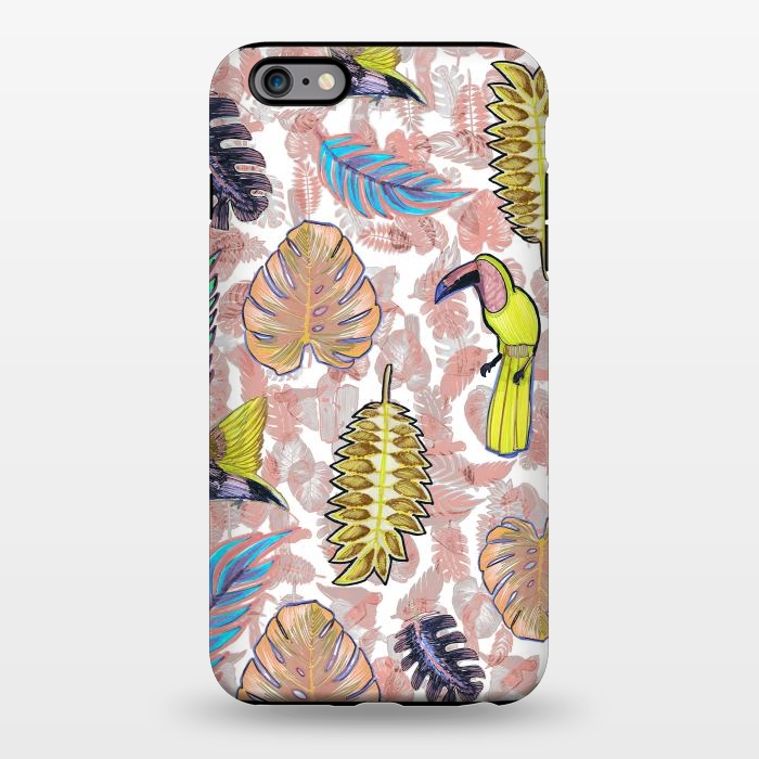 iPhone 6/6s plus StrongFit Playful parrots and leaves tropical sketch by Oana 