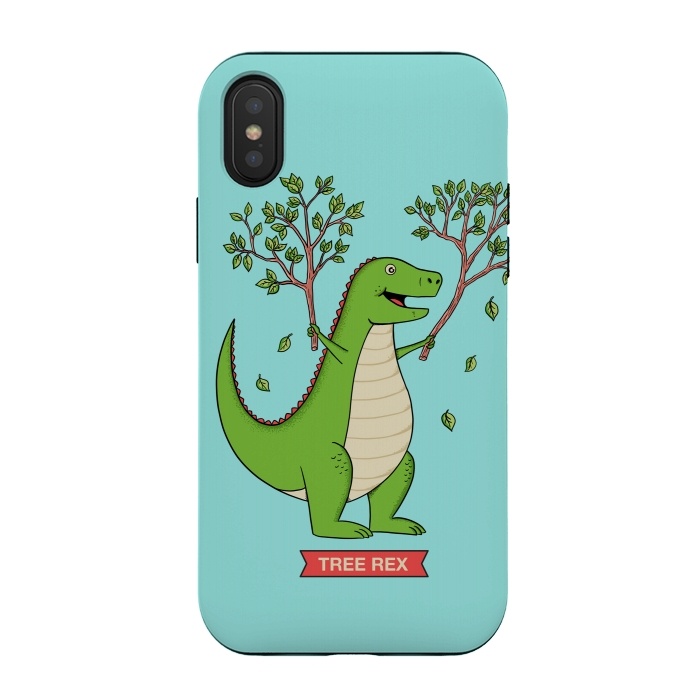 iPhone Xs / X StrongFit Tree Rex Blue Version by Coffee Man