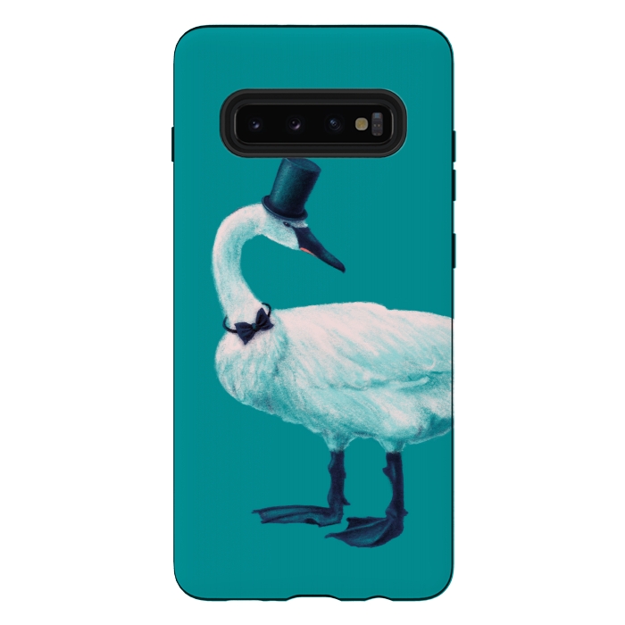 Galaxy S10 plus StrongFit Funny Swan Gentleman With Bowtie And Top Hat by Boriana Giormova