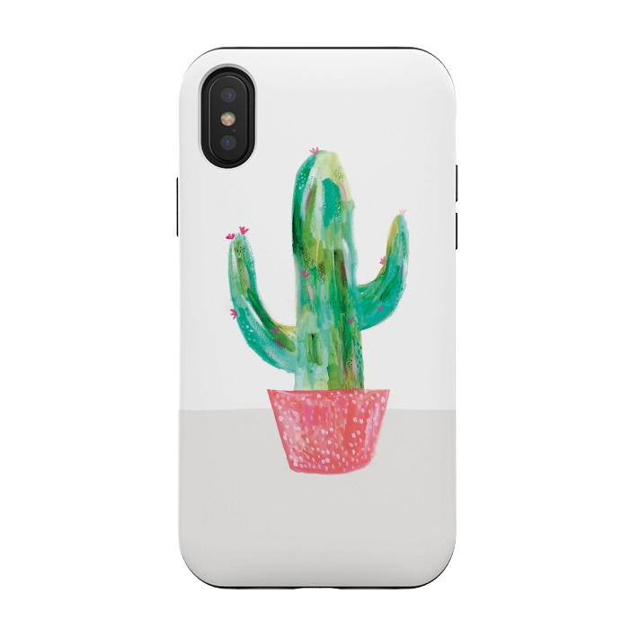 iPhone Xs / X StrongFit Cactus in coral pot by lauradidthis
