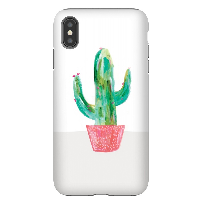 iPhone Xs Max StrongFit Cactus in coral pot by lauradidthis