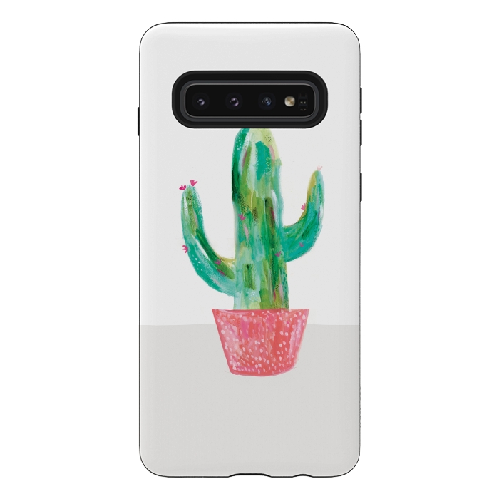 Galaxy S10 StrongFit Cactus in coral pot by lauradidthis