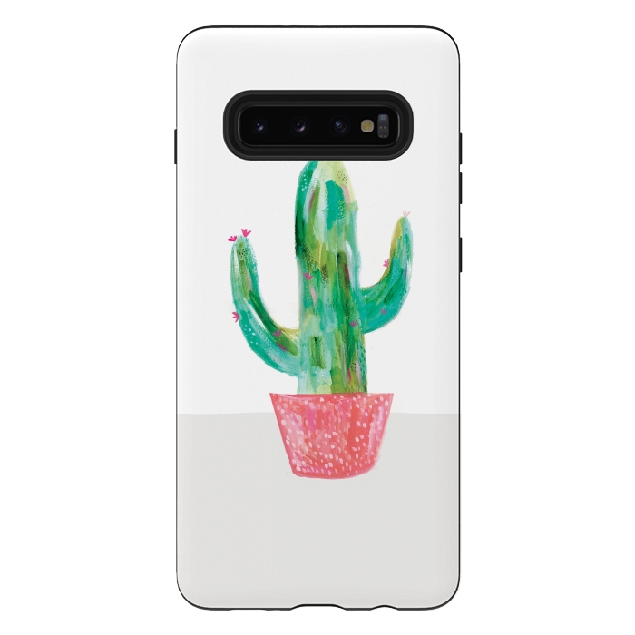 Galaxy S10 plus StrongFit Cactus in coral pot by lauradidthis
