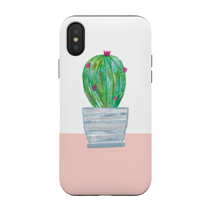 iPhone Xs / X StrongFit cactus in grey pot by lauradidthis