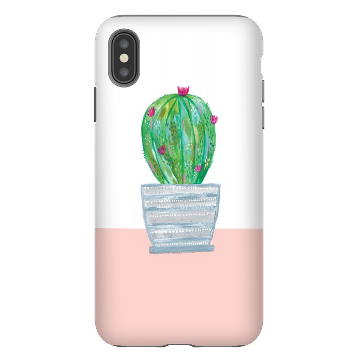 iPhone Xs Max StrongFit cactus in grey pot by lauradidthis