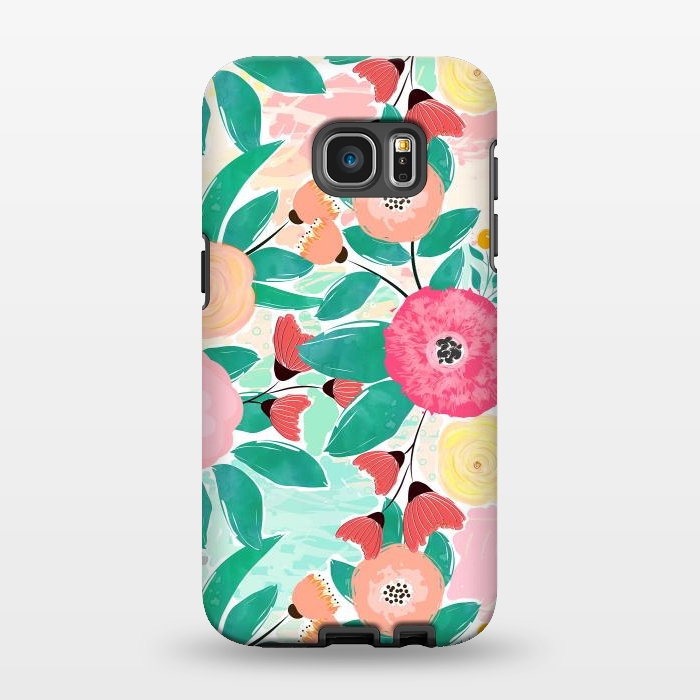 Galaxy S7 EDGE StrongFit Modern brush paint abstract floral paint by InovArts