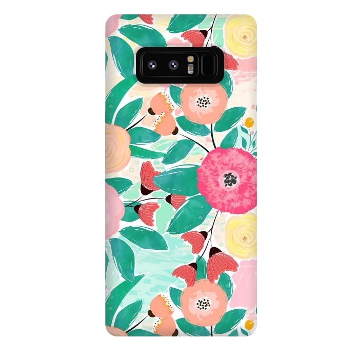 Galaxy Note 8 StrongFit Modern brush paint abstract floral paint by InovArts