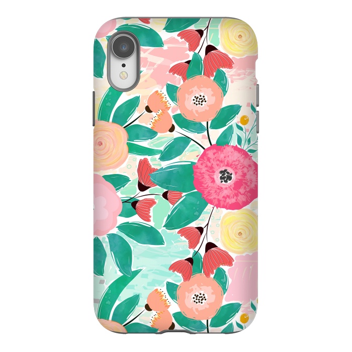iPhone Xr StrongFit Modern brush paint abstract floral paint by InovArts