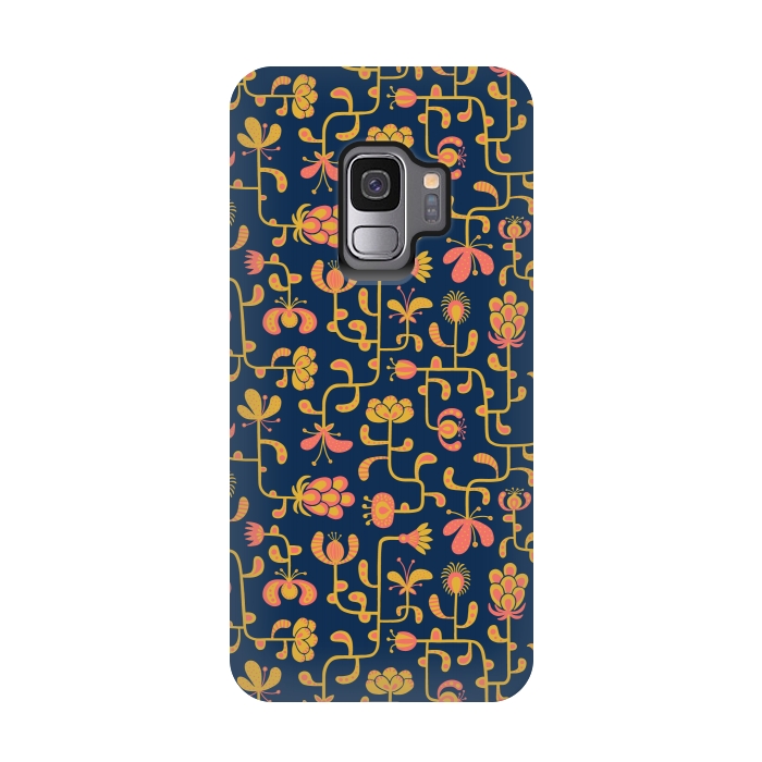 Galaxy S9 StrongFit Meandering Flowers by Portia Monberg