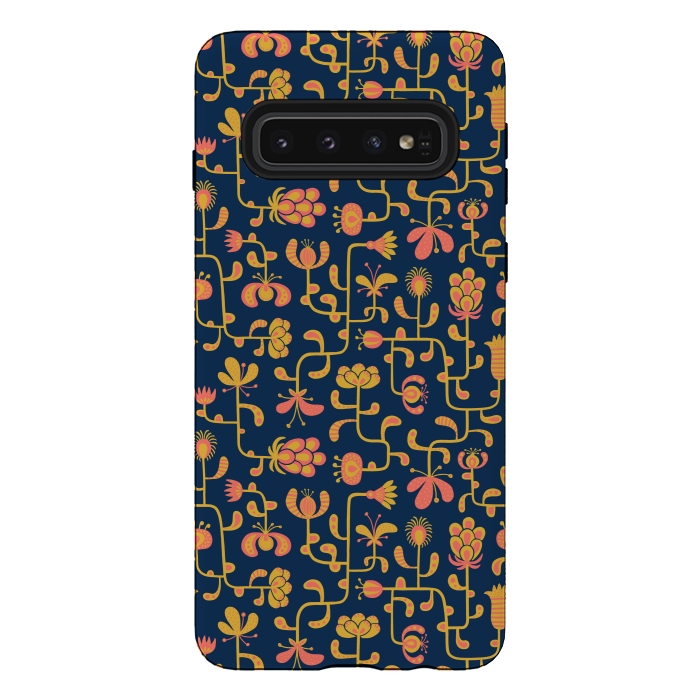Galaxy S10 StrongFit Meandering Flowers by Portia Monberg