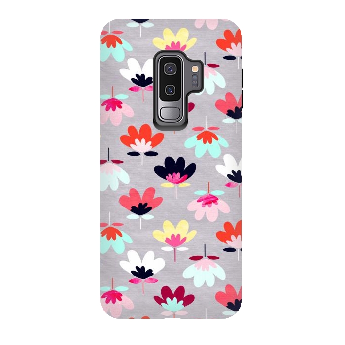 Galaxy S9 plus StrongFit Textured Fan Flowers - Candy Colors  by Tigatiga