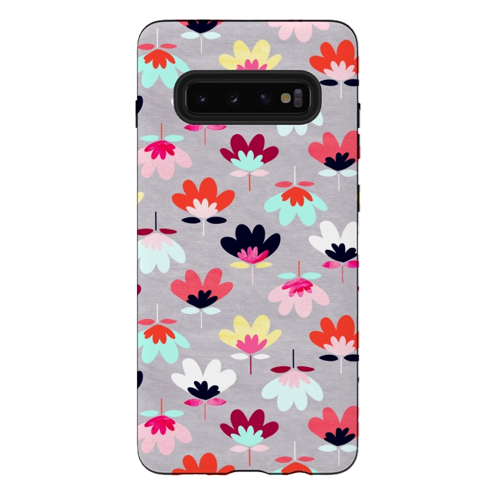 Galaxy S10 plus StrongFit Textured Fan Flowers - Candy Colors  by Tigatiga