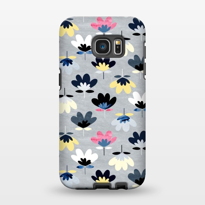 Galaxy S7 EDGE StrongFit Fan Flowers - Cool Colors  by Tigatiga