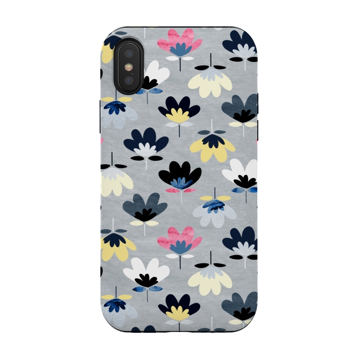 iPhone Xs / X StrongFit Fan Flowers - Cool Colors  by Tigatiga