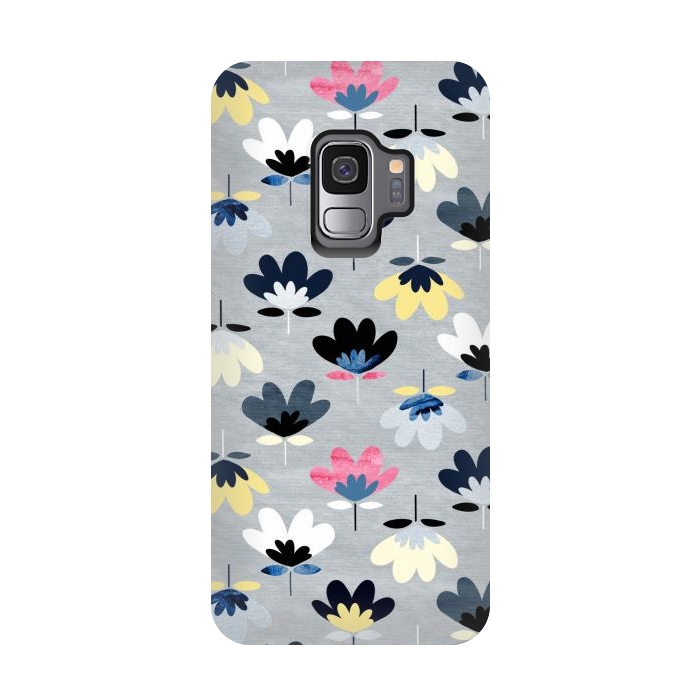 Galaxy S9 StrongFit Fan Flowers - Cool Colors  by Tigatiga