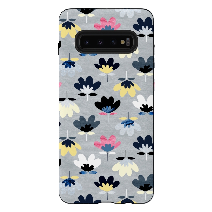 Galaxy S10 plus StrongFit Fan Flowers - Cool Colors  by Tigatiga