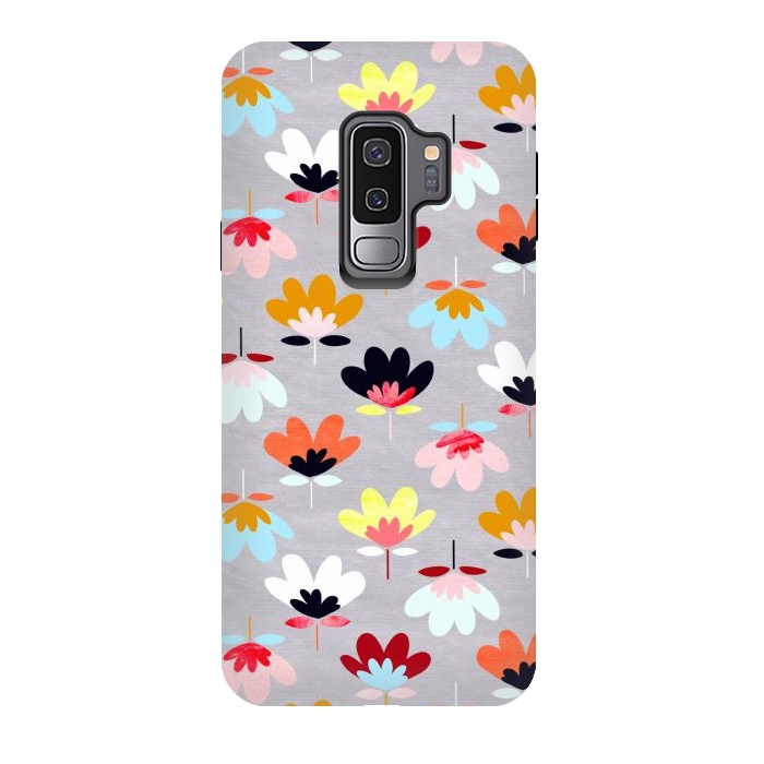 Galaxy S9 plus StrongFit Fan Flowers - Warm Colors  by Tigatiga
